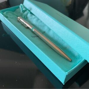 Tiffany & Co. T Sterling Silver Pen with Turquoise Pouch
